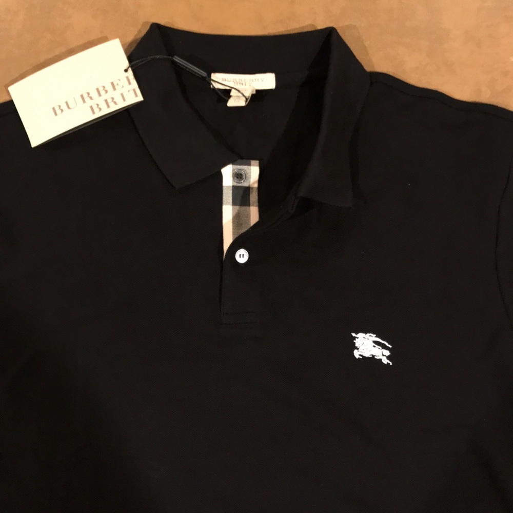 Burberry Brit Mens XL Polo Shirt Long Sleeve Black
